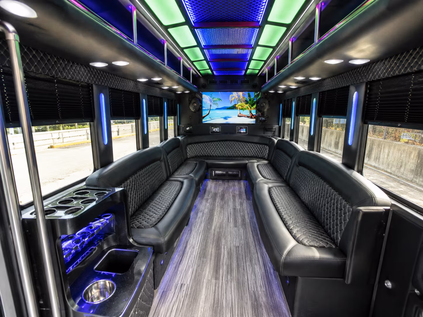 north port 18 passenger party bus inside