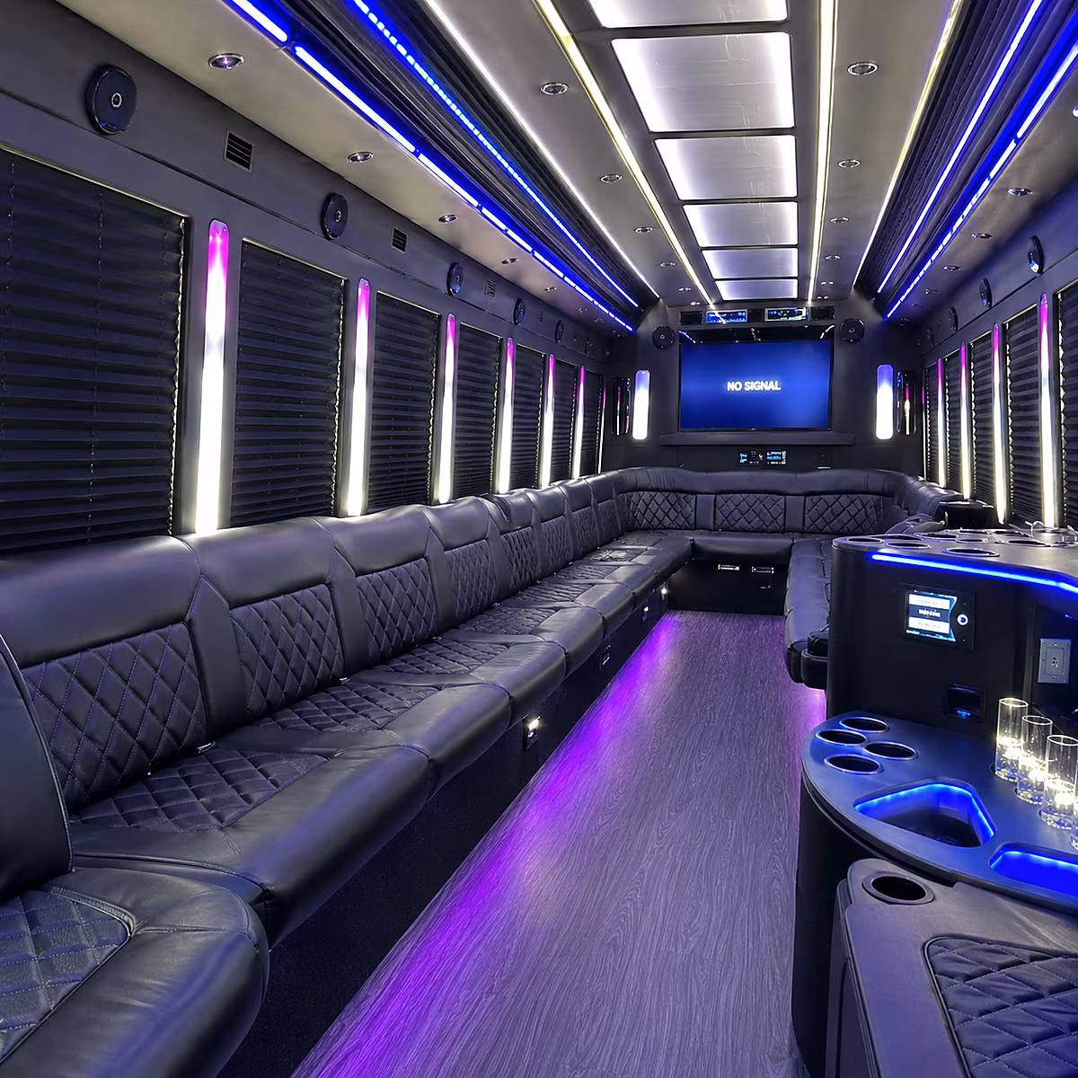 north port 30 passenger party bus inside